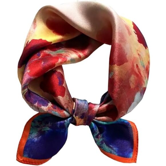 Digital Printed Mulberry Silk Neckerchief For Women's - Picture 1 of 7